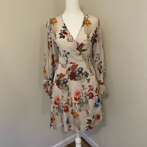 NWOT 100% Silk Floral Wrap Dress